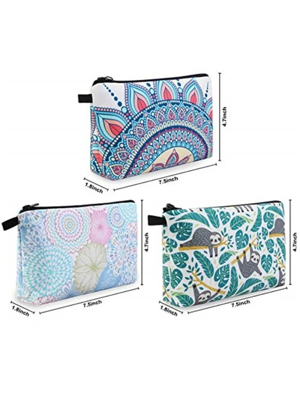 Makeup Bag 3 Styles Portable Travel Cosmetic Bag for Women Flower